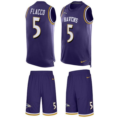 Nike Ravens #5 Joe Flacco Purple Team Color Men's Stitched NFL Limited Tank Top Suit Jersey
